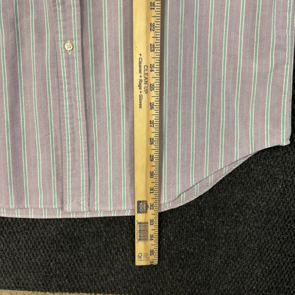 Vintage Polo Ralph Lauren Oxford Shirt Mens L Classic Fit Purple Green Striped - Picture 8 of 13
